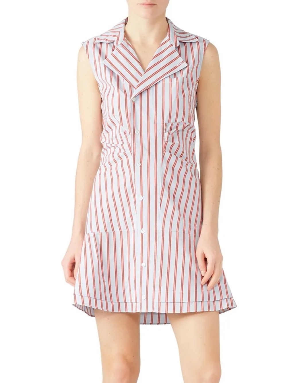 Derek Lam 10 Crosby Sleeveless Striped Shirt Dress Cotton Poplin Size 0